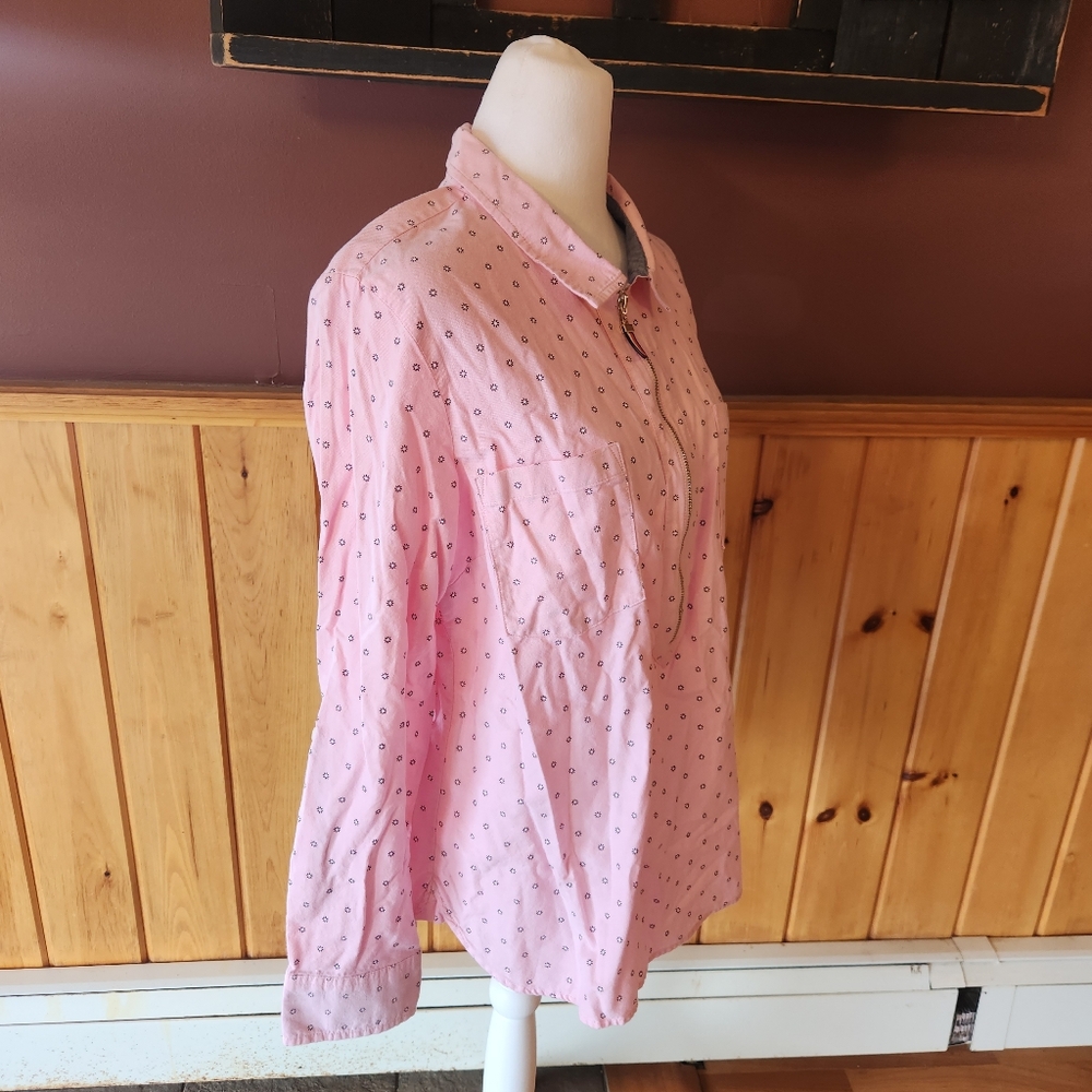 Tommy Hilfiger Pink Dot Cotton Popover Half Zipper Size XL - Picture 5 of 11